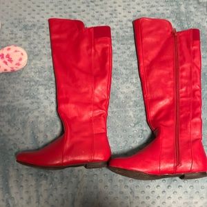 Red high knee boots